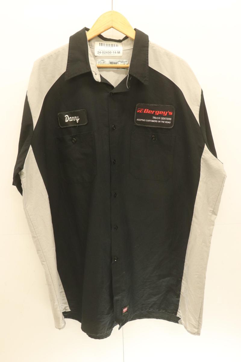 Rakuten - 【中古】 RED KAP メンズワークシャツ XXL ワークシャツ RED KAP XXL 黒 ブラック ライトグレー ワッペン