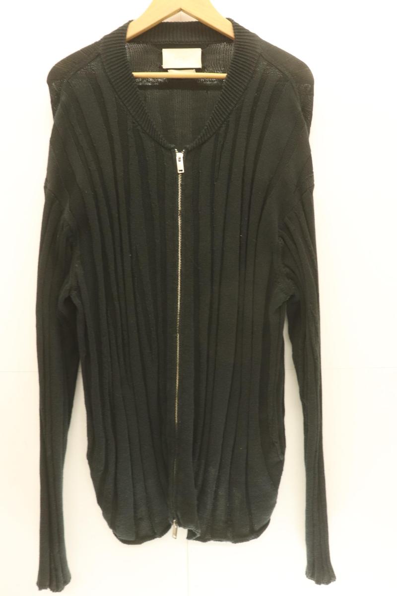 Rakuten - 【中古】 YOKE メンズカーディガン 3 RANDOM RIB ZIP KNIT BLOUSON YOKE 3 黒 ブラック 無地