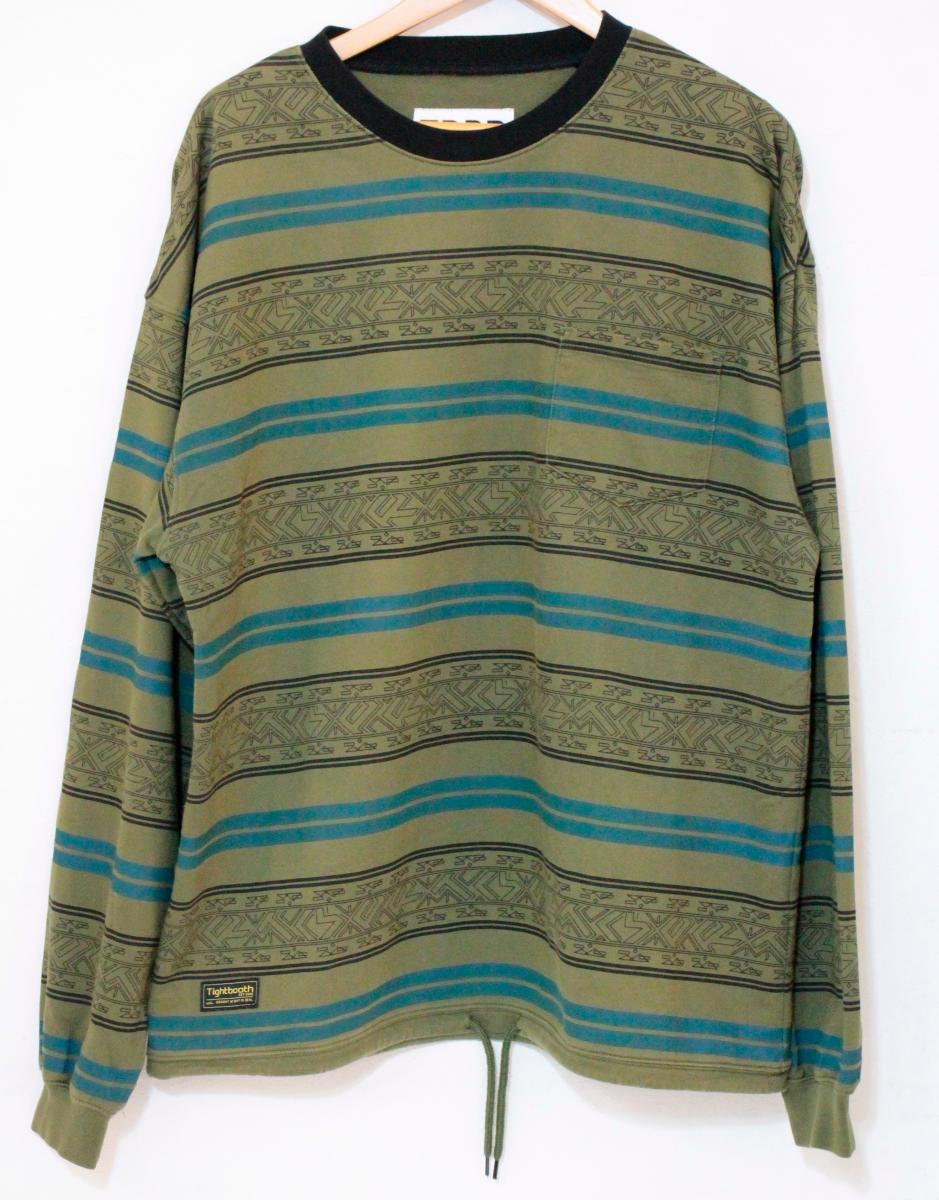 Rakuten - 【中古】 TIGHTBOOTH PRODUCTION メンズスウェット L TIGHTBOOTH PRODUCTION/ボーダークルーネックスウェット/L/緑 グリーン/ストライプ