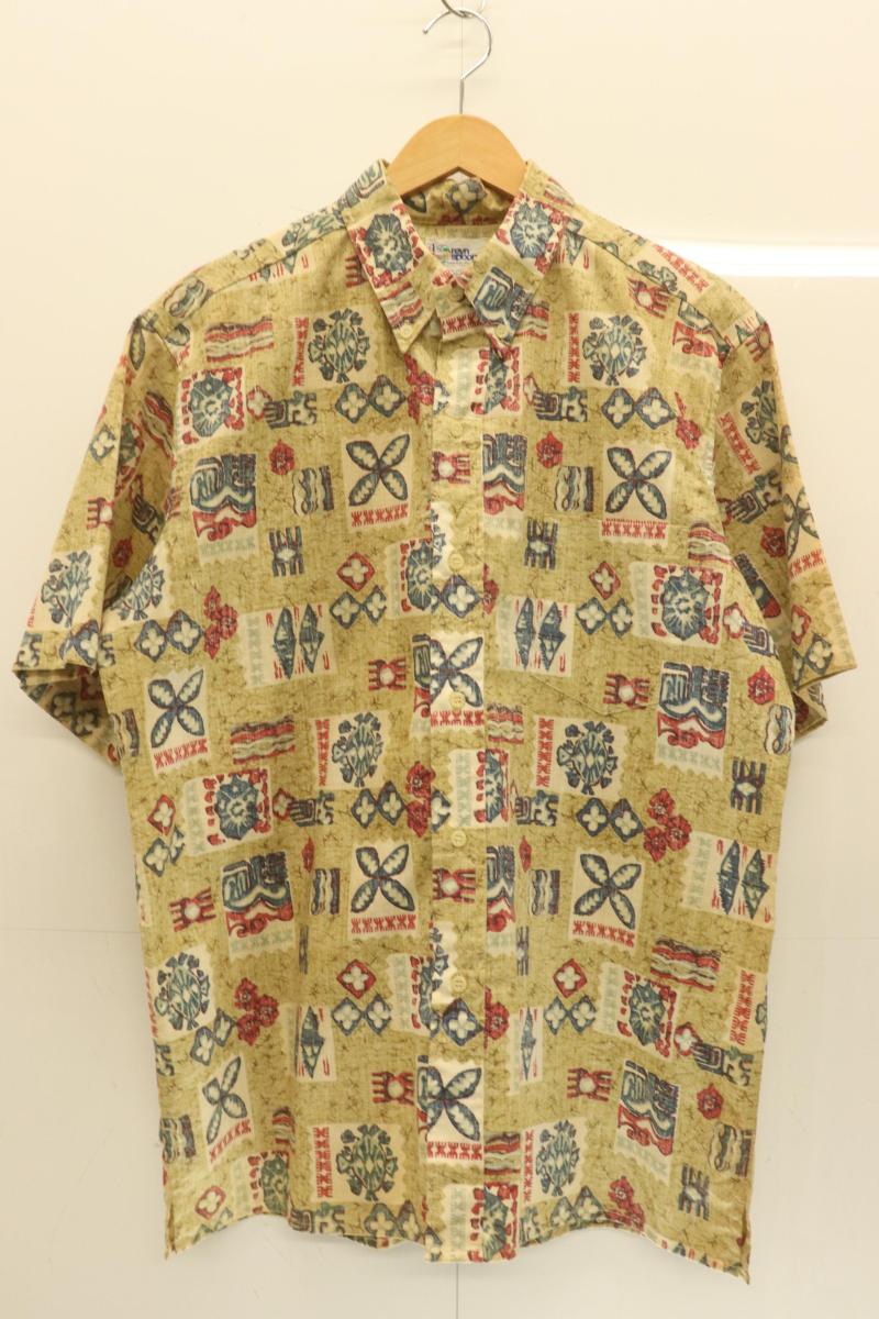 樂天商城 - 【中古】 reyn spooner メンズ半袖シャツ L 半袖シャツ reyn spooner L ベージュ 肌色 青 ブルー 赤 レッド 総柄