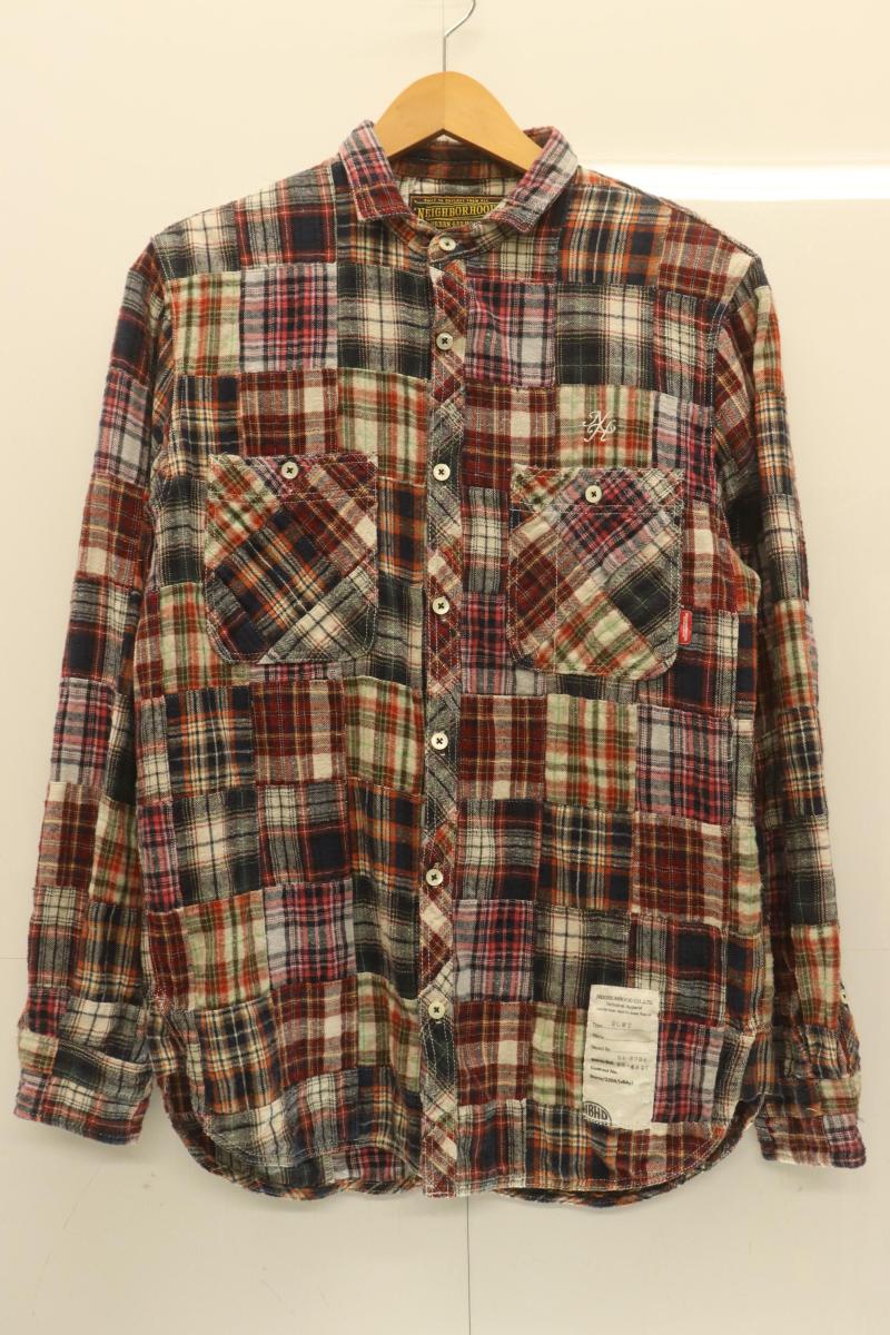 Other - 【中古】 NEIGHBORHOOD メンズネルシャツ M クレイジーパターンネルシャツ NEIGHBORHOOD M 赤 レッド 緑 グリーン チェック
