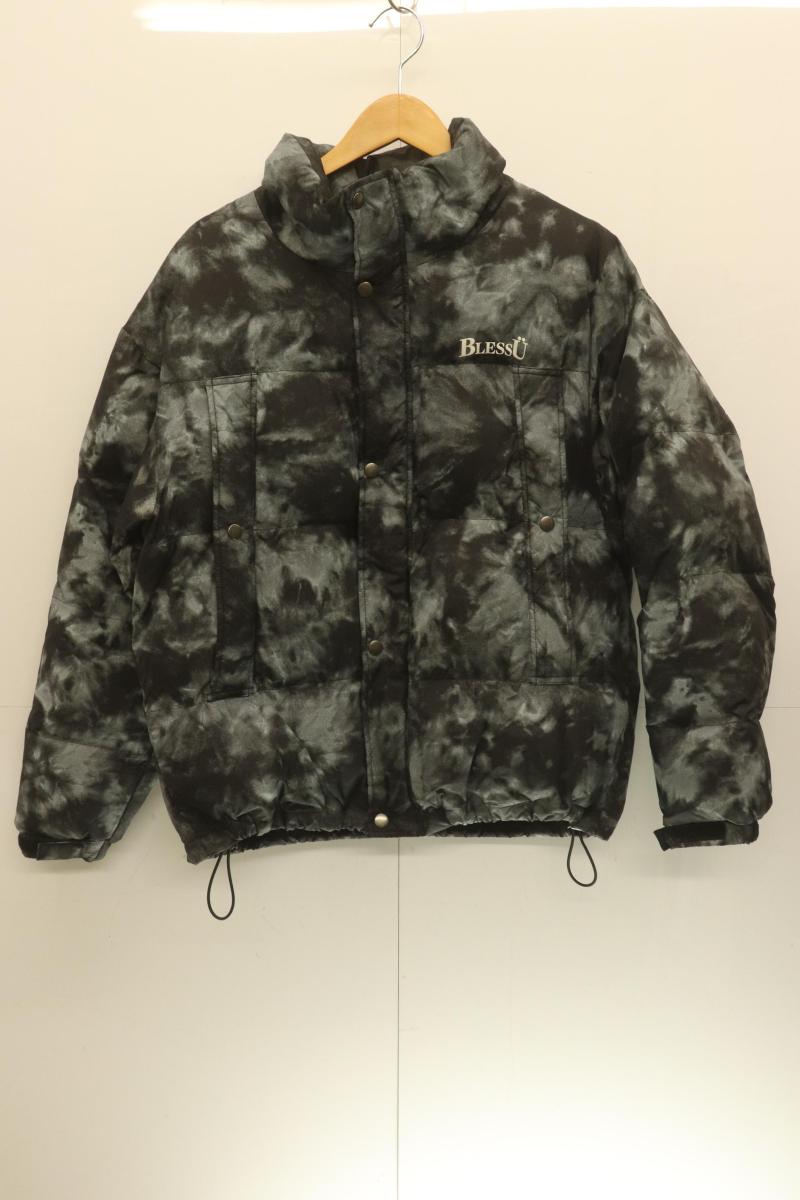 【中古】 -- メンズ中綿ジャケット M 中綿ジャケット BLESS U M 黒 ブラック グレー 灰 総柄