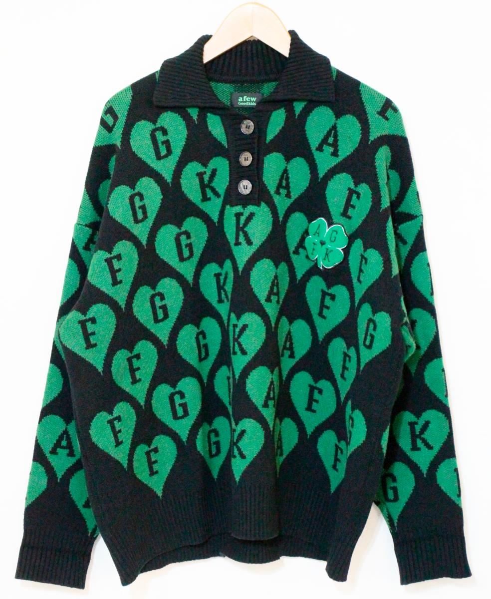 Rakuten - 【中古】 A FEW GOOD KIDS メンズニット セーター M A FEW GOOD KIDS/CLOVER SWEATER/M/黒 ブラック/緑 グリーン