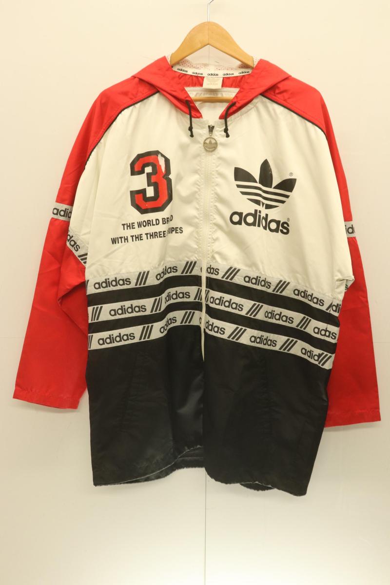 Rakuten - 【中古】 adidas メンズジャケット M ジップジャケット adidas M 黒 ブラック 赤 レッド ロゴ