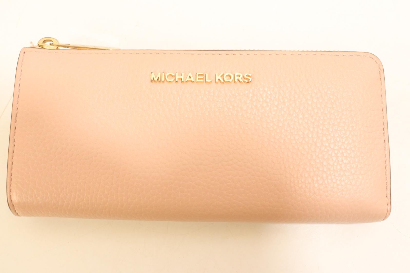 N - 【中古】 Michael Kors レディース長財布 -- L字ファスナー 長財布 Michael Kors -- ピンク 桃 ロゴ