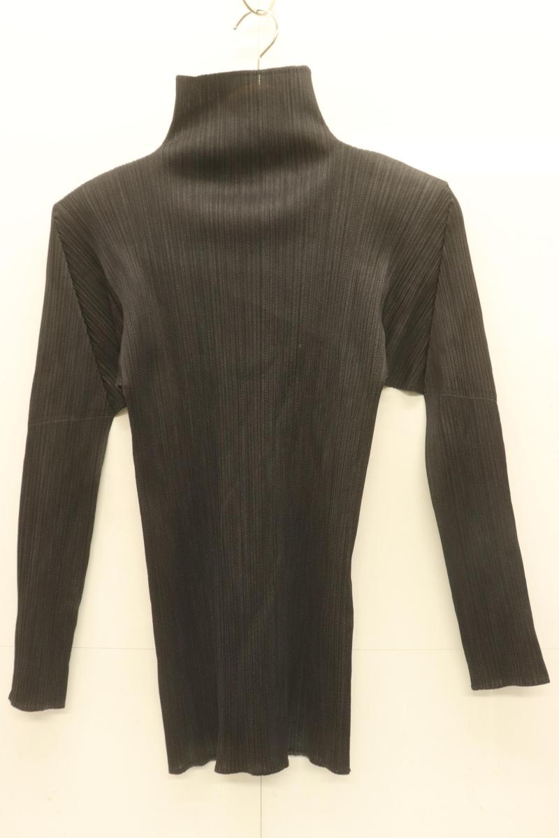 Rakuten - 【中古】 PLEATS PLEASE レディースカットソー 3 ハイネック プリンカットソー PLEATS PLEASE 3 紺 ネイビー 無地