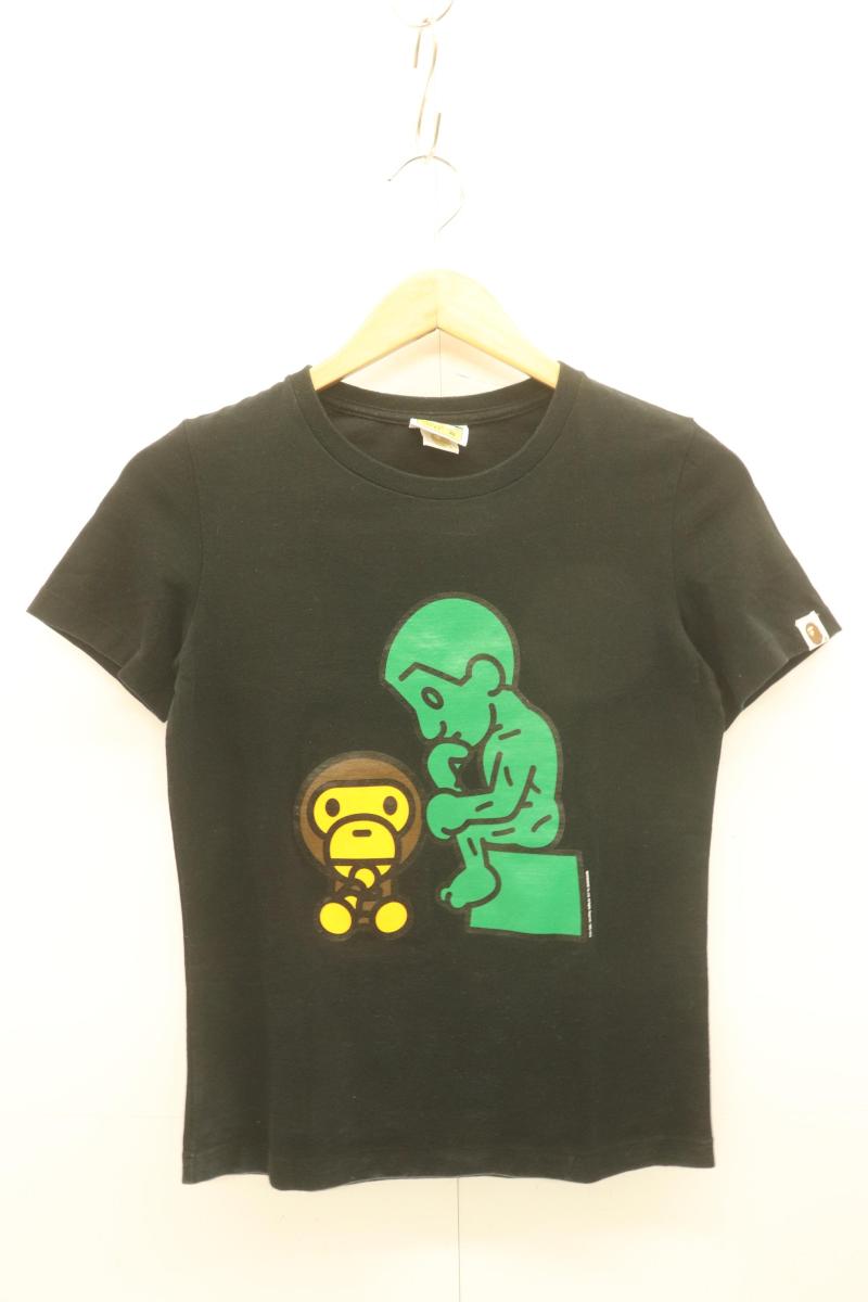 Rakuten - 【中古】 A BATHING APE メンズTシャツ XS Baby Milo 考える人Tシャツ A BATHING APE XS 黒 ブラック
