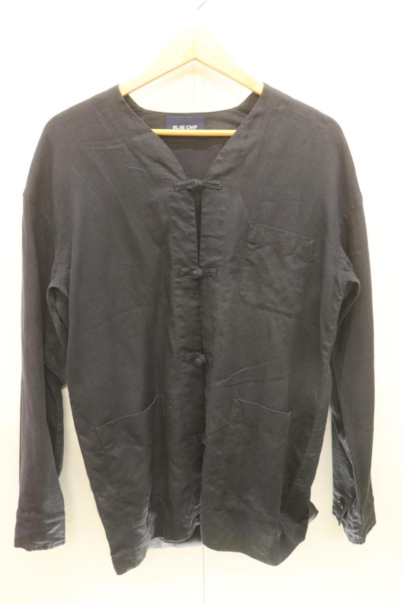 Rakuten - 【中古】 BLUE CHIP メンズ長袖シャツ M Linen Relax China Shirts BLUE CHIP M 紺 ネイビー 無地