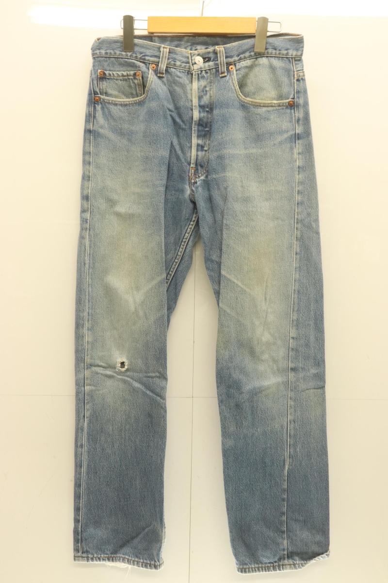 Rakuten - 【中古】 LEVIS メンズデニムパンツ W33×L32 501デニムパンツ LEVIS W33×L32 青 ブルー ボタン裏653