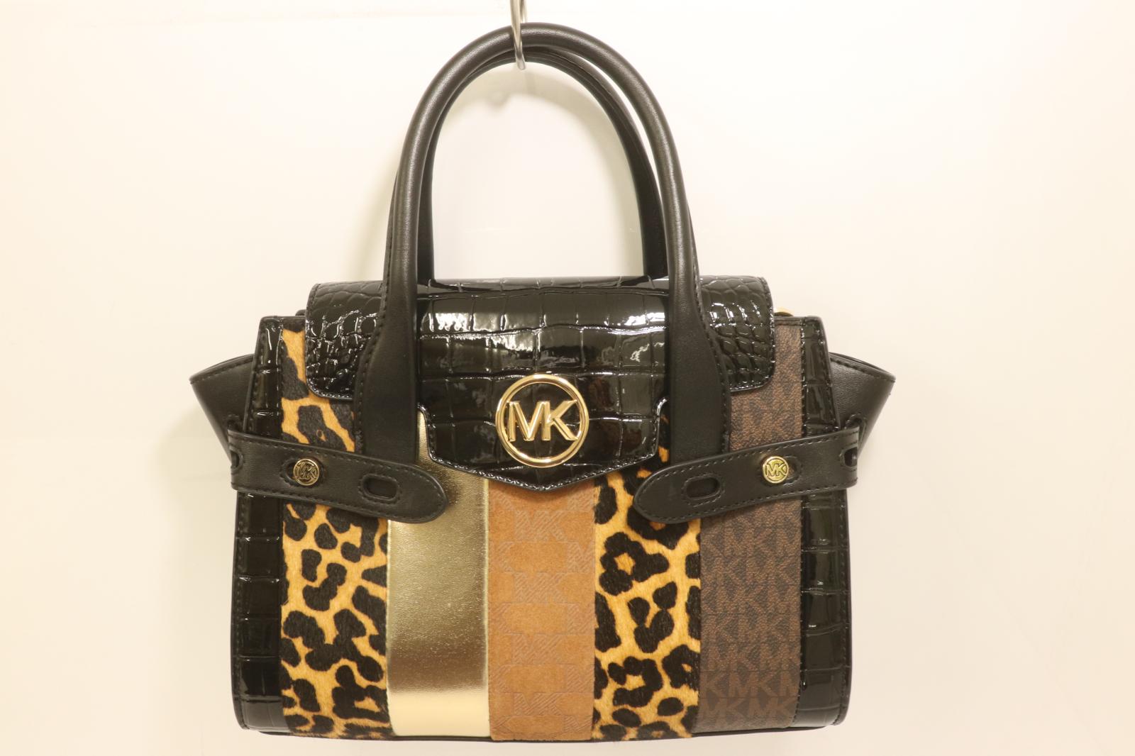 Rakuten - 【中古】 Michael Kors レディースハンドバッグ -- carmen ハンドバッグ Michael Kors -- 黒 ブラック レオパード ヒョウ