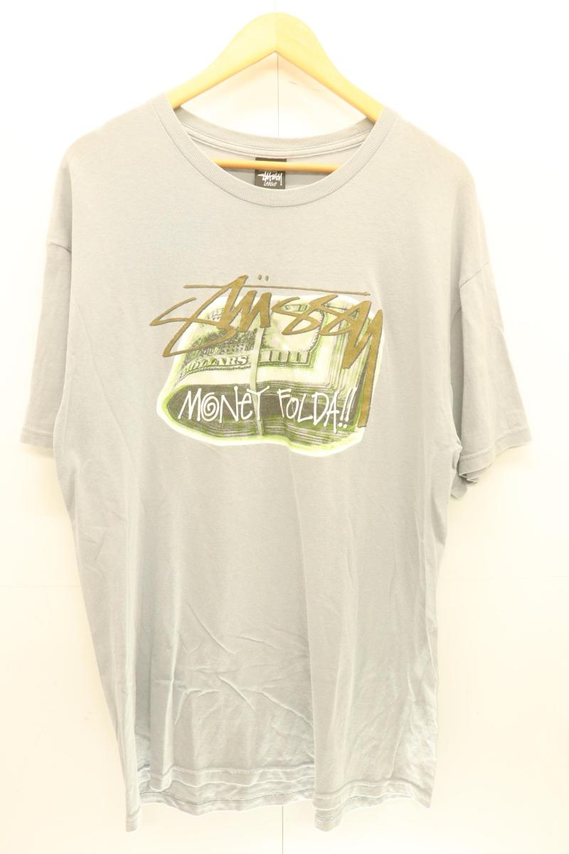 Rakuten - 【中古】 STUSSY メンズTシャツ L MONEY FOLDA TEE STUSSY L グレー 灰 プリント