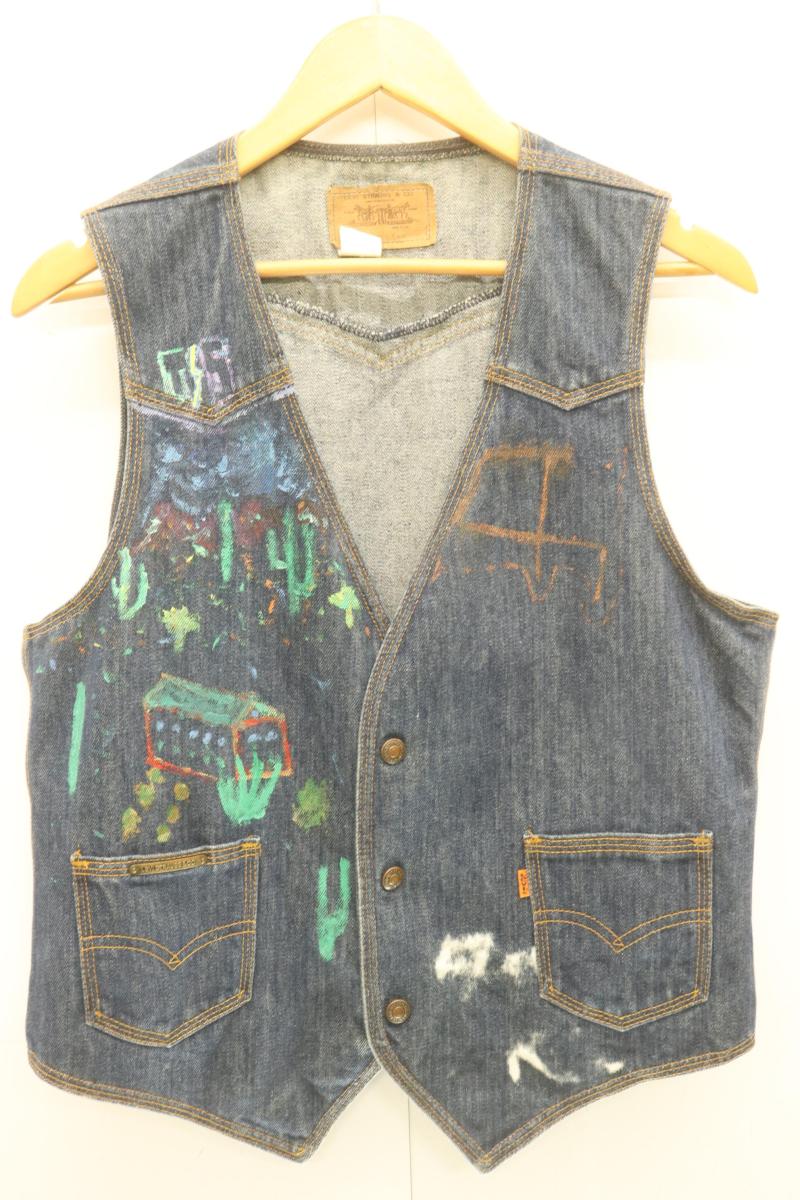 【中古】 LEVIS メンズベスト ジレ M 60506 ベスト ジレ LEVIS M インディゴブルー 藍 ペイントリメイク