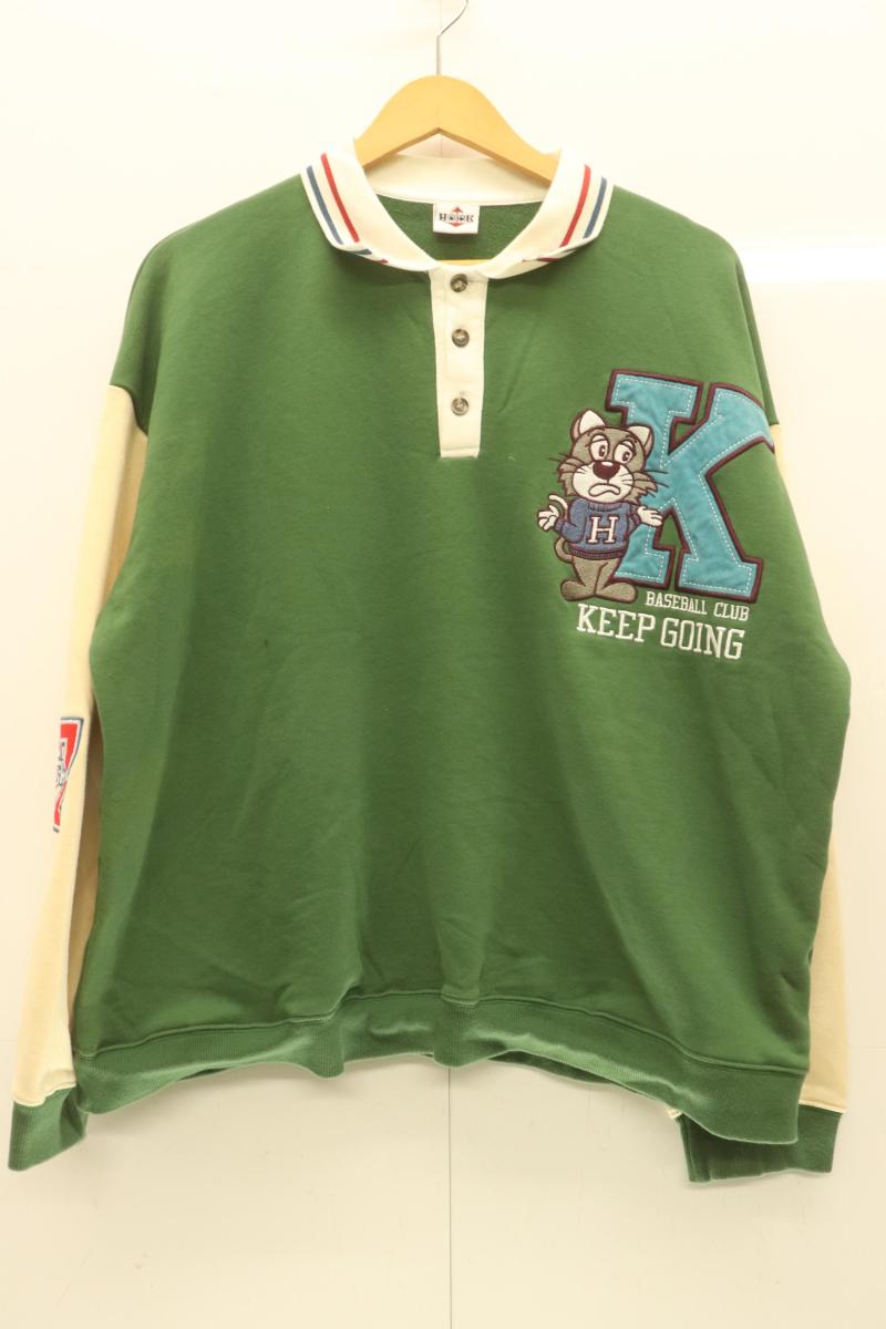 【中古】 HOOK レディースポロシャツ XL ポロシャツ HOOK XL 緑 グリーン ワッペン