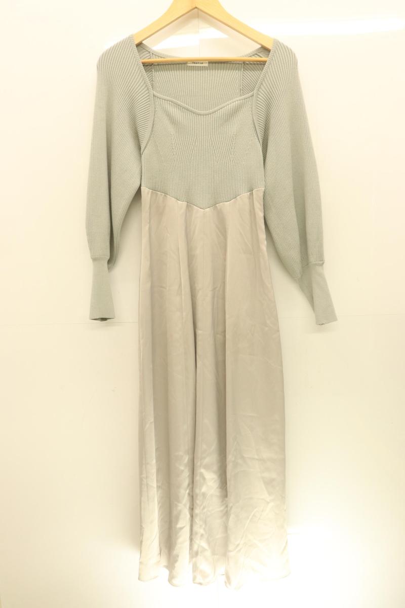 Rakuten - 【中古】 FRAY I.D レディースワンピース -- スクエアーネックコンビワンピース FRAY I.D -- グレー 灰 無地