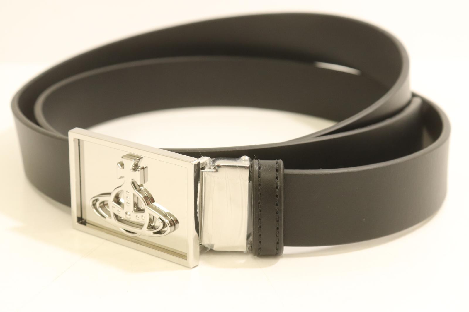Vivian Westwood - 【中古】 Vivienne Westwood メンズベルト -- BELTS LINE ORB SQUARE BUCKLE Vivienne Westwood -- 黒 ブラック ロゴ