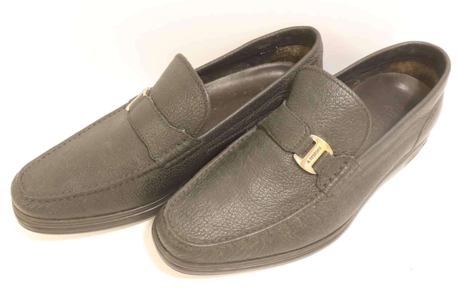 Rakuten - 【中古】 A.TESTONI メンズシューズ 8 ローファー A.TESTONI 8 黒 ブラック ロゴ