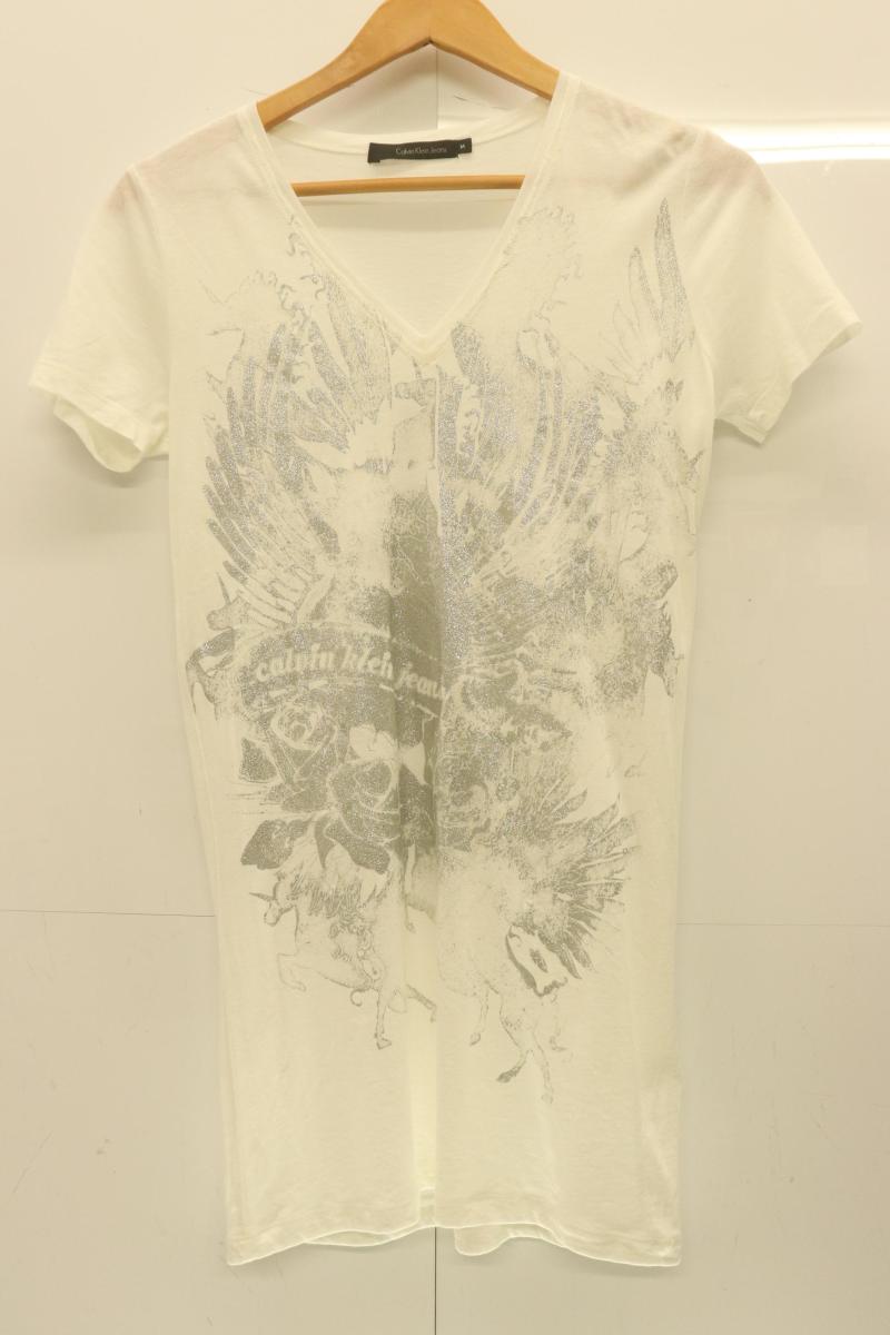 Rakuten - 【中古】 Calvin Klein レディースVネックカットソー M Vネックカットソー Calvin Klein M 白 ホワイト プリント