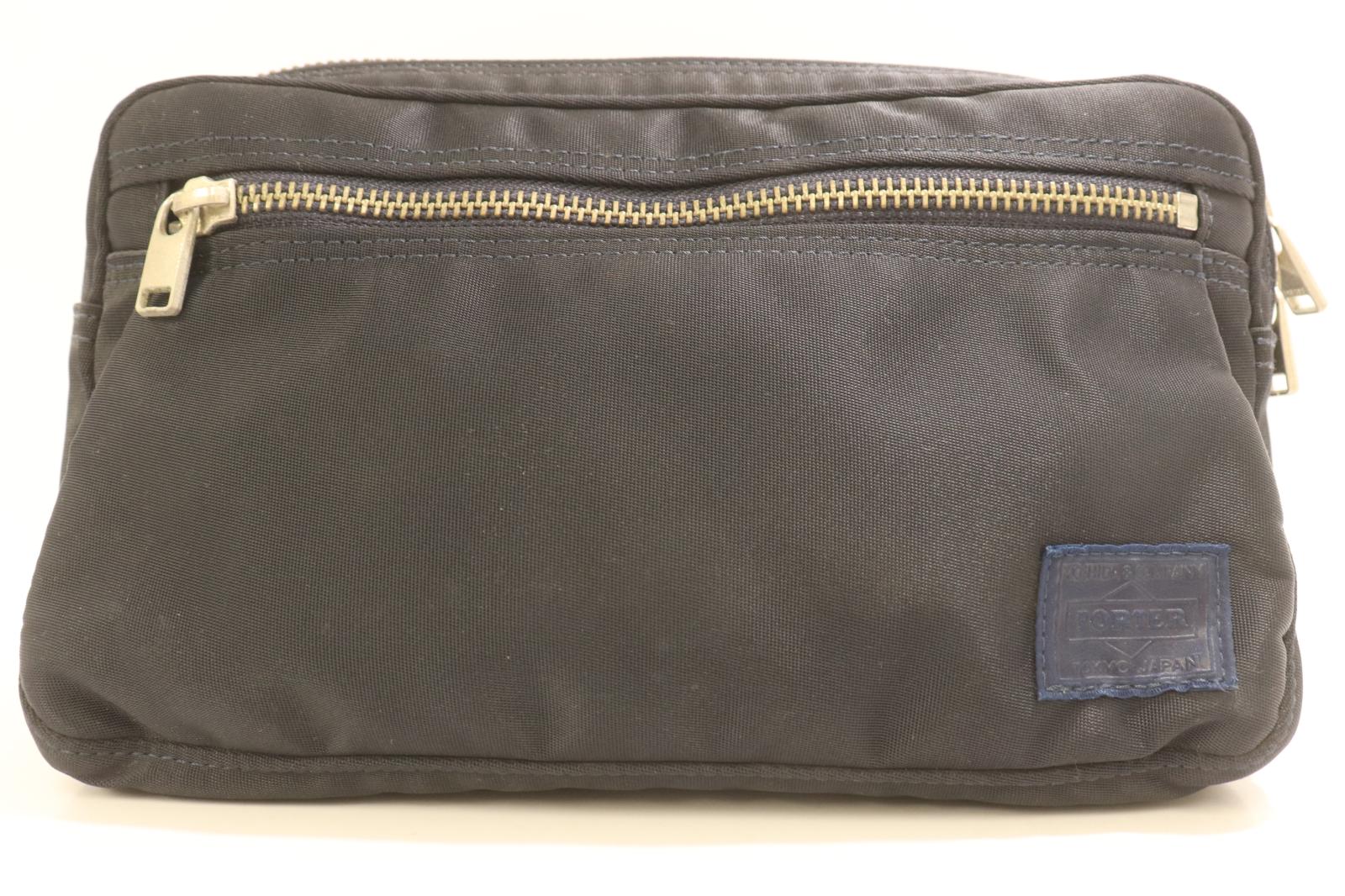 【中古】 PORTER メンズウエストポーチ -- LIFT WAIST BAG PORTER -- 紺 ネイビー ロゴ