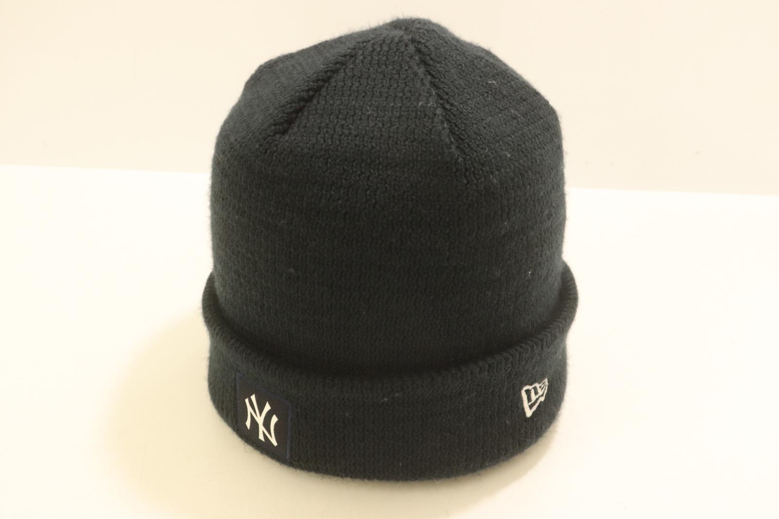 Knit Hat - 【中古】 NEW ERA メンズニットキャップ -- NY ニットキャップ NEW ERA -- 紺 ネイビー 刺繍
