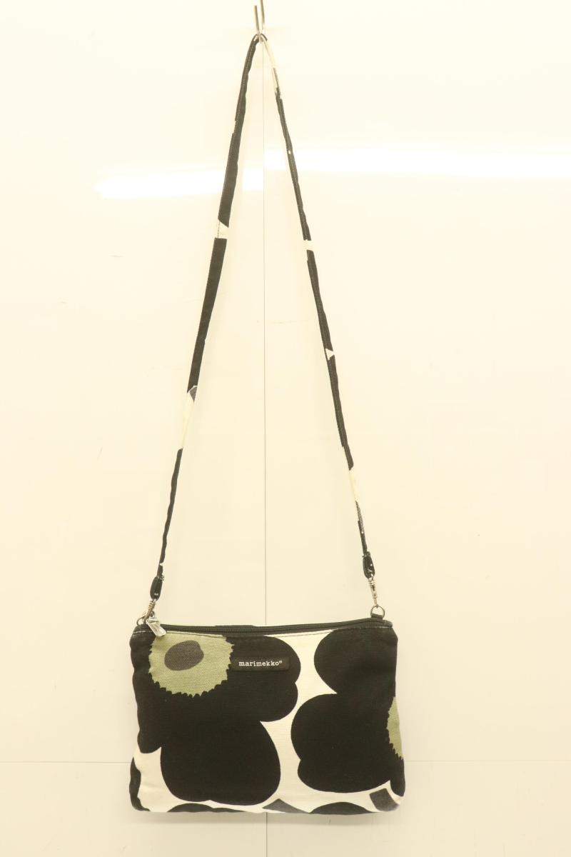 Rakuten - 【中古】 marimekko レディースショルダーバッグ -- ウニッコ ショルダーバッグ marimekko -- 黒 ブラック 白 ホワイト 花柄