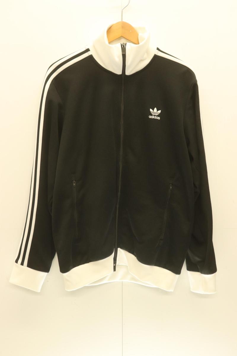 Rakuten - 【中古】 adidas メンズジップパーカー L CLASSIC TRACK TOP adidas L 黒 ブラック 白 ホワイト