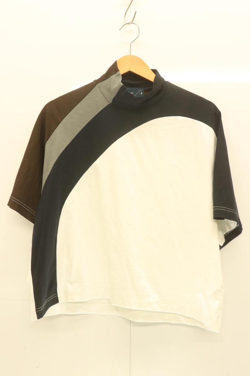 Rakuten - 【中古】 kolor レディースTシャツ 2 ライトポンチハイネックカットソー kolor 2 白 ホワイト 紺 ネイビー 無地