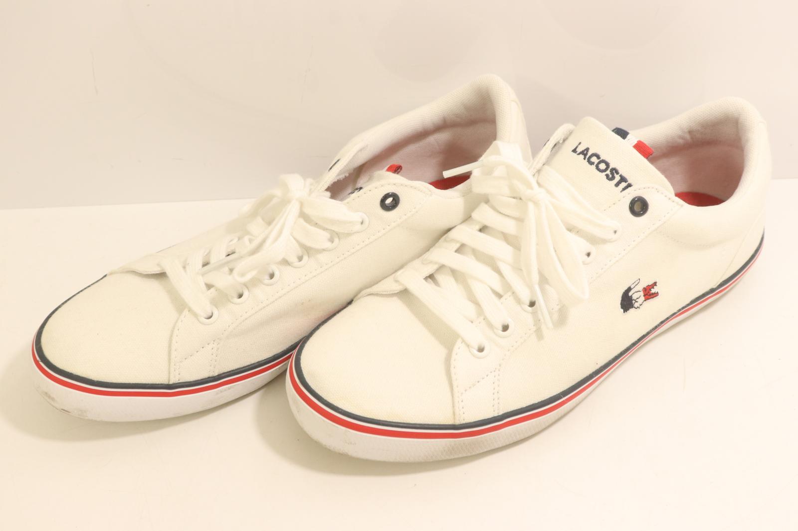 Rakuten - 【中古】 LACOSTE メンズスニーカー US7.5 キャンバススニーカー LACOSTE US7.5 白 ホワイト ロゴ