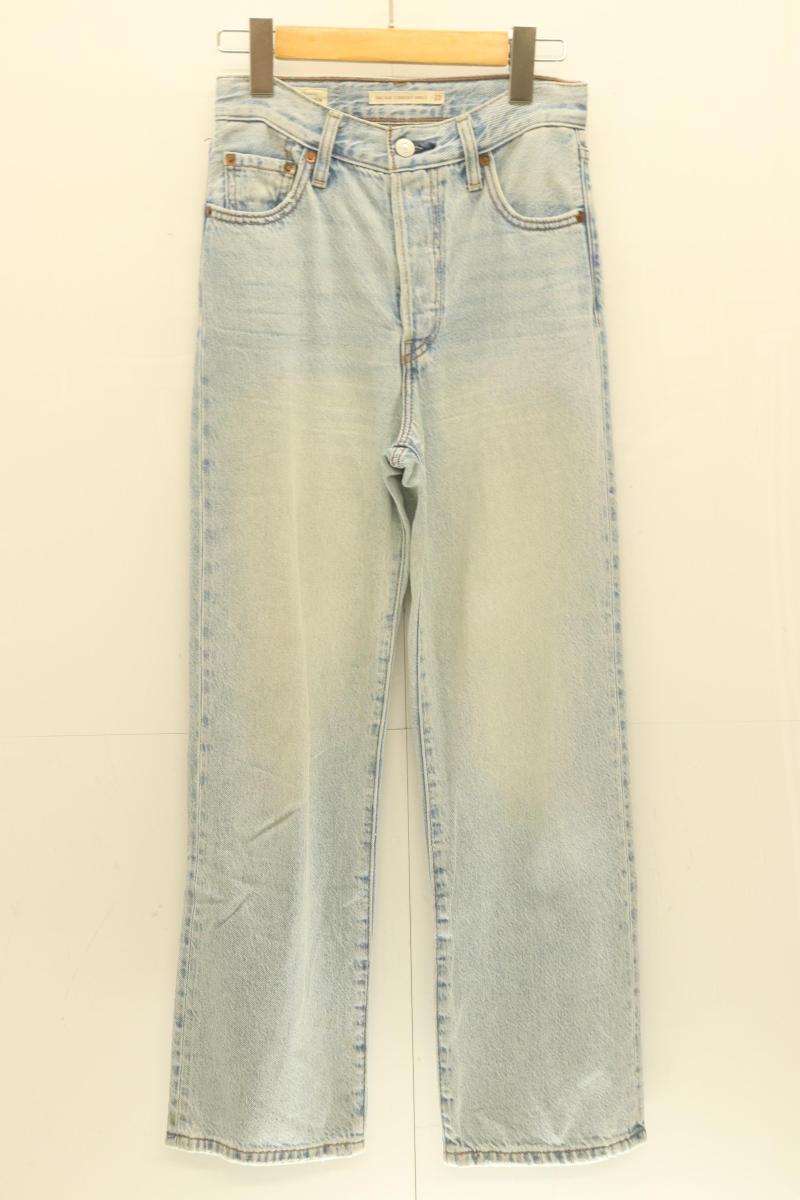 Rakuten - 【中古】 LEVIS レディースデニムパンツ 23 Ribcage Straight Ankle Middle Road LEVIS 23 水色 アクアブルー デニム