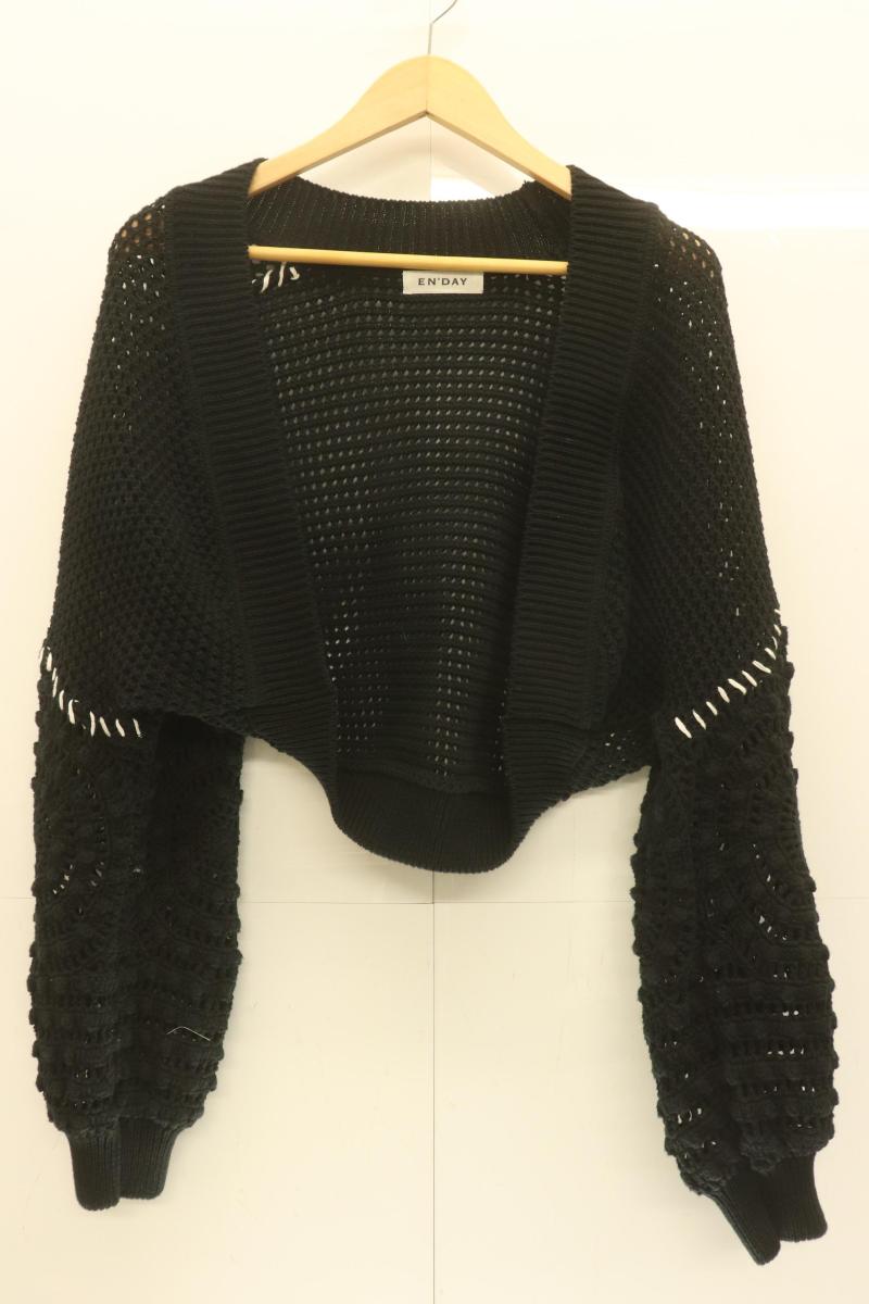 Rakuten - 【中古】 EN'DAY レディースボレロ -- knit bolero EN'DA -- 黒 ブラック 無地