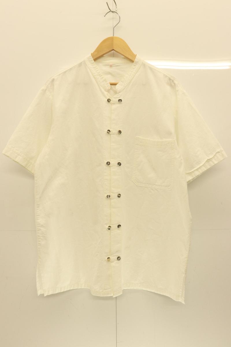 Rakuten - 【中古】 ブランド不明 メンズ半袖シャツ 44 カンフーシャツ ブランド不明 44 白 ホワイト