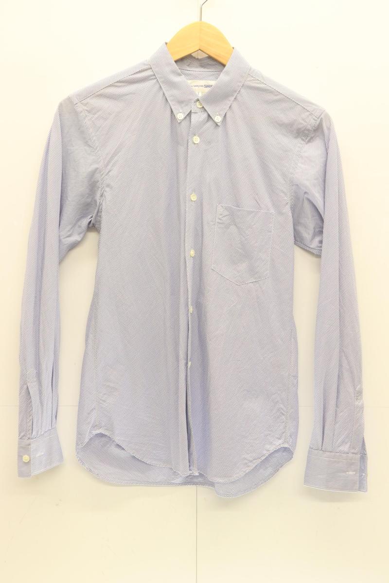 Rakuten - 【中古】 COMME des GARCONS SHIRT メンズ長袖シャツ S 長袖シャツ COMME des GARCONS SHIRT S 白 ホワイト 青 ブルー ストライプ