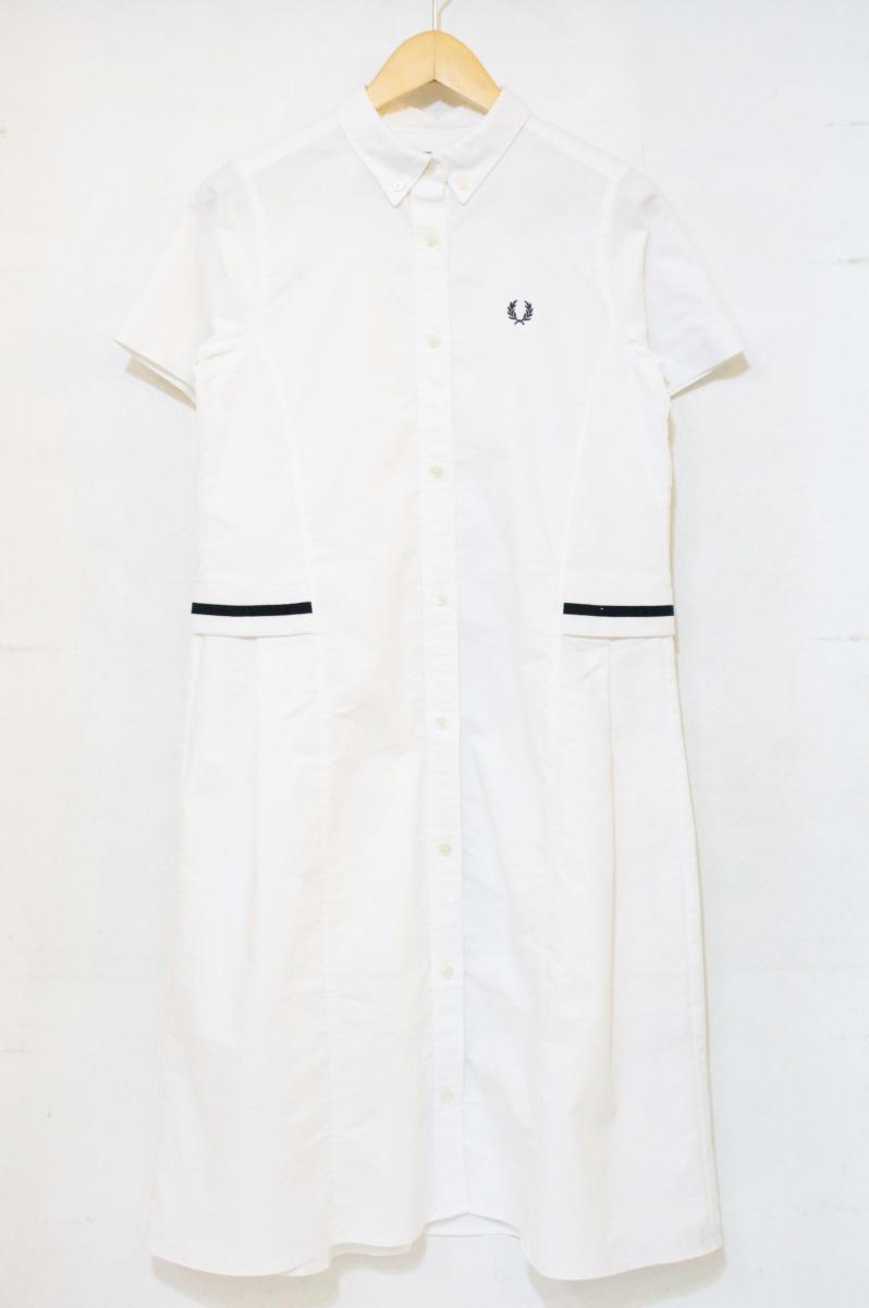 Rakuten - 【中古】 FRED PERRY レディースワンピース UK10 FRED PERRY/OXFORD SHIRT DRESS/ワンピース/UK10/白 ホワイト/F8556