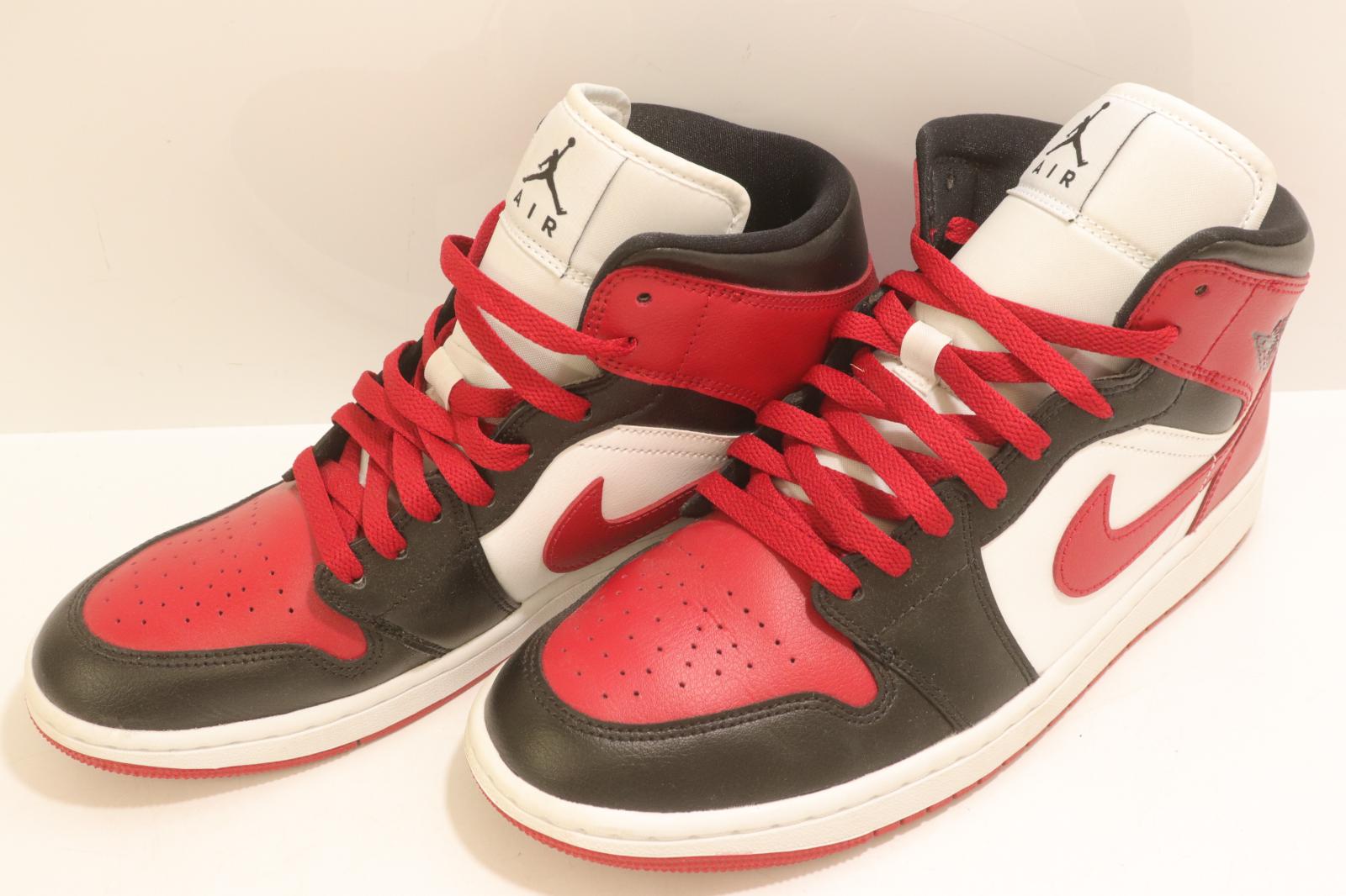 NIKE メンズスニーカー 28cm AIR JORDAN 1 MID BRED TOE NIKE 28cm 黒 ブラック 赤 レッド ロゴ BQ6472-079