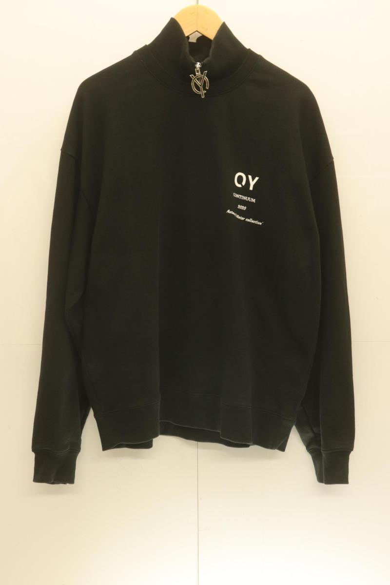  OY メンズスウェット -- STITCH LINE ZIPPER POLA OY -- 黒 ブラック ロゴ