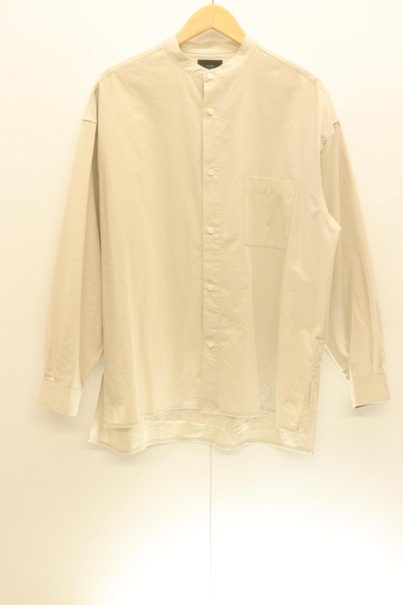  SLICK メンズ長袖シャツ 2 Vintage Poplin Band Collar Slit Shirt SLICK 2 ライトグレー 無地