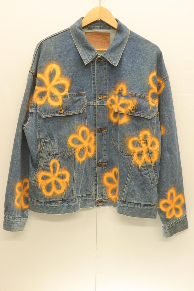 Rakuten - 【中古】 AMOK メンズデニムジャケット Gジャン M Handpaint Denim Jacket AMOK M 青 ブルー