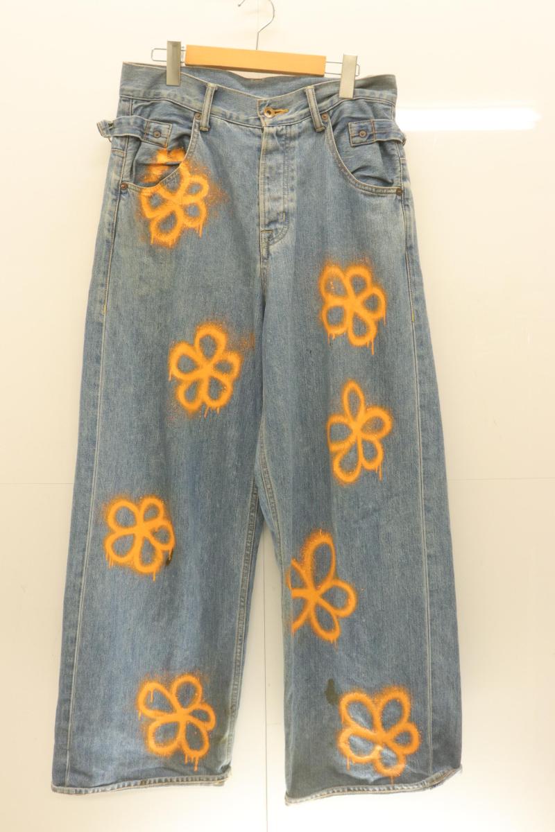  AMOK メンズデニムパンツ S HANDPAINT DENIM PANTS AMOK S 青 ブルー