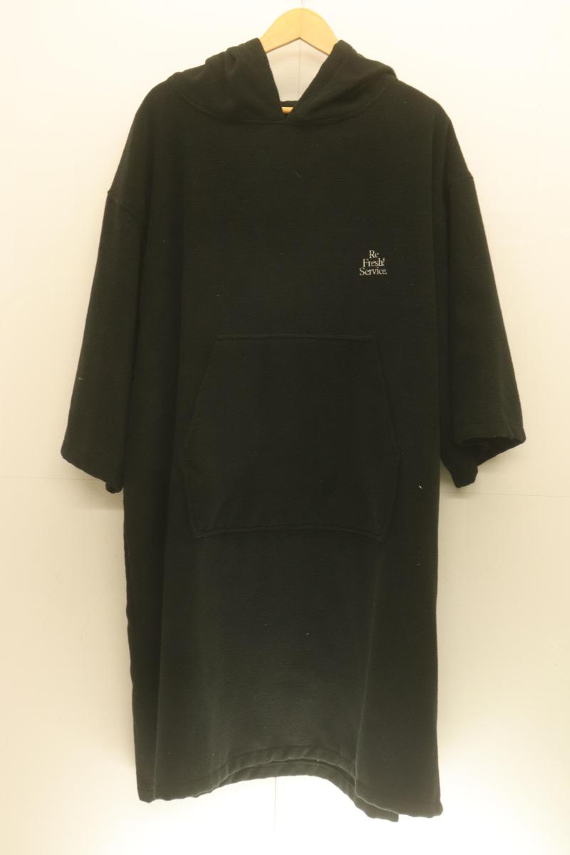  FreshService メンズパーカー -- SAUNA PONCHO FreshService -- 黒 ブラック 刺繍