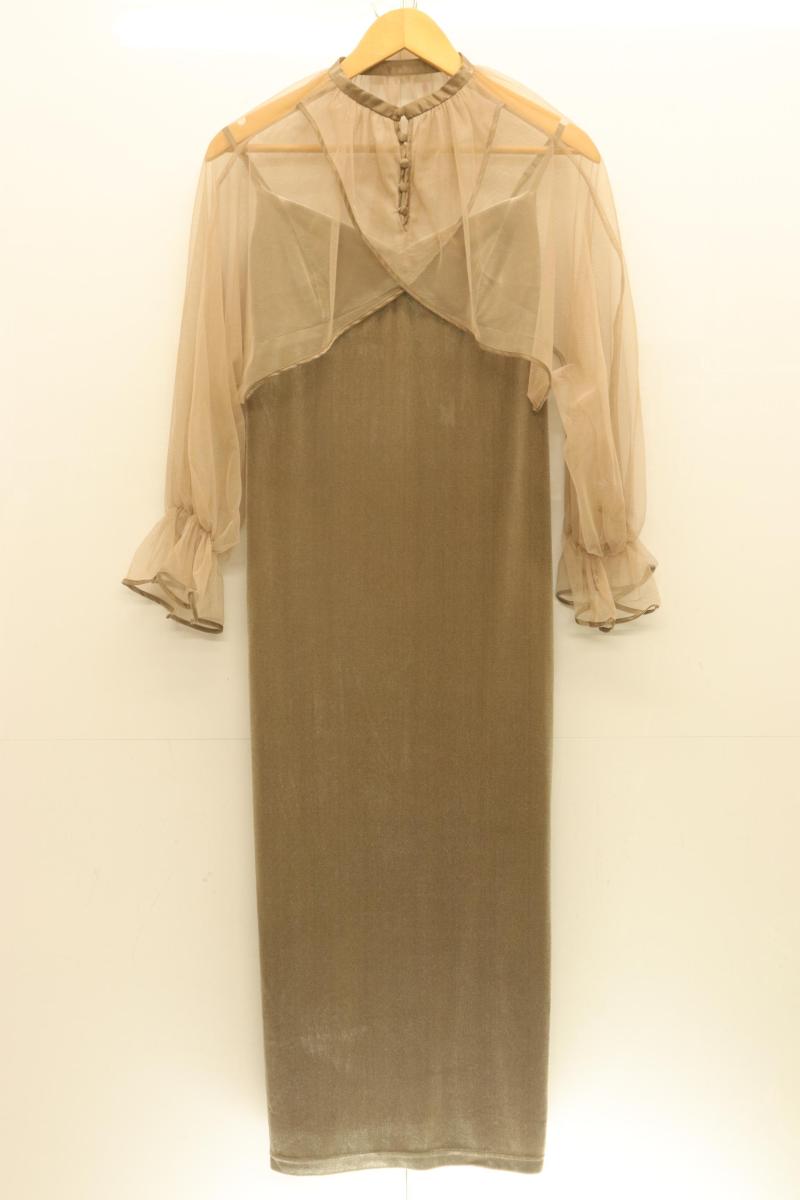  AMERI レディースワンピース S many way tulle veil dress AMERI S ベージュ 肌色 無地
