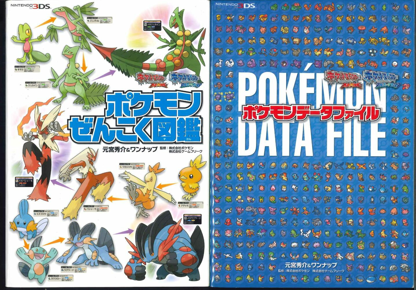 【宅配便のみ】NINTENDO3DS ポケモンデータファイル+ポケモンぜんこく図鑑 2冊セット 【中古】afb