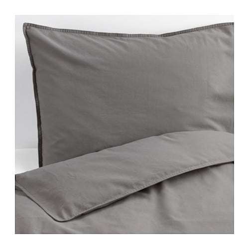 [IKEA/イケア/通販]ANGSLILJA エングスリリア 掛け布団カバー＆枕カバー（枕カバー2枚）, グレー[B](c)..