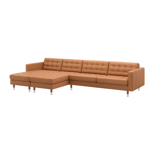 Artificial Leather - [IKEA/イケア/通販]LANDSKRONA ランズクローナ 5人掛けソファ, 寝椅子付き/グラン/ボームスタード ゴールデンブラウン/メタル[6](a)(99269155)