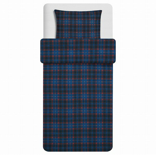 【IKEA/イケア/通販】MOSSRUTA モスルータ 掛け布団カバー＆枕カバー, ダークブルー, チェック, 150x200/50x60 cm (40454701)