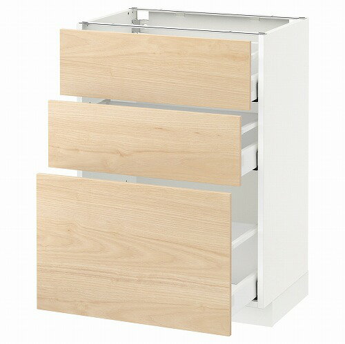 [IKEA/イケア/通販]METOD メトード ベースキャビネット 引き出し3段付, ホワイト マキシメーラ/アスケ..