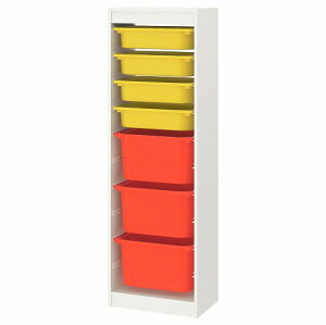 [IKEA/イケア/通販]TROFAST トロファスト 収納コンビネーション, ホワイト/イエロー オレンジ【北欧デザインの見せるおもちゃ箱。子供部屋に最適なおしゃれ収納ラック】[8](d)(19335932)