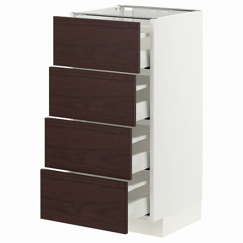 [IKEA/イケア/通販]METOD メトード / MAXIMERA マキシメーラ ベースキャビネット 引き出し4段付, ホワイト アスケルスンド/ダークブラウン アッシュ調[9](a)(29334569)