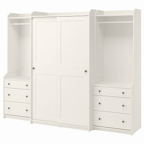 [IKEA/イケア/通販]HAUGA ハウガ ワードローブコンビネーション, ホワイト[7](a)(49388165)