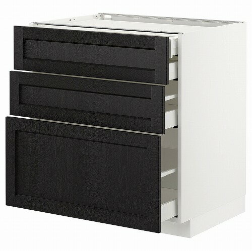Rakuten - [IKEA/イケア/通販]METOD メトード ベースキャビネット 引き出し前部3/引き出し4, ホワイト マキシメーラ/レルヒッタン ブラックステイン[9](a)(59258922)