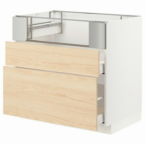 [IKEA/イケア/通販]METOD メトード / MAXIMERA マキシメーラ ベースキャビネット コンロ/フィッシュグリル/引き出し2用, ホワイト/アスケルスンド ライトアッシュ調[8](a)(69331823)