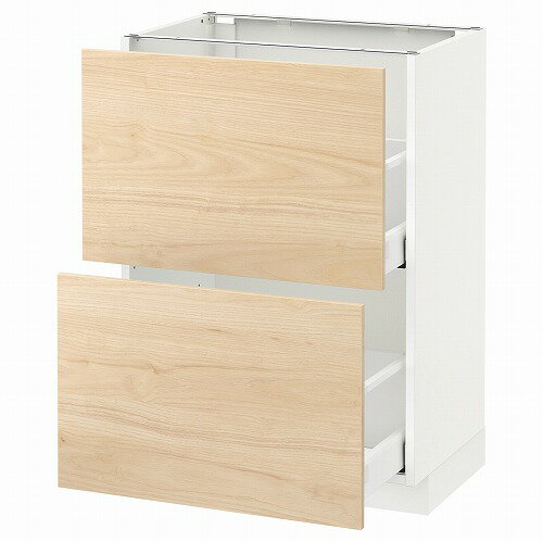 Rakuten - [IKEA/イケア/通販]METOD メトード ベースキャビネット 引き出し2段付き, ホワイト マキシメーラ/アスケルスンド ライトアッシュ調[5](a)(89216799)